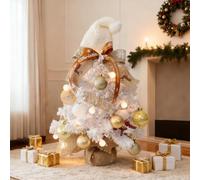 60 cm Mini Christmas Tree with Decoration, Artificial Table Christmas Tree Set, 2025 DIY Christmas Decoration for Christmas, Office, Home & Festive Decoration (White)