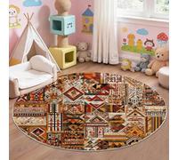 60 cm Round Rug, Modern Minimalist Geometric Lines Accent Carpet, Machine Washable Non-Slip Circular Mat for Boho Style Lovers Bedroom and Nursery, Multi-Coloured