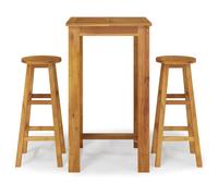 (60 cm table length 3 piece, bar stools with round seat) vidaXL Solid Wood Acacia Garden Dining Set 120/60 cm 3/5/7 Piece Multi Models