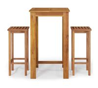 Bar Table Set 60x60x105cm Solid Acacia Wood Brown Oil Finish 3-Piece with Stools