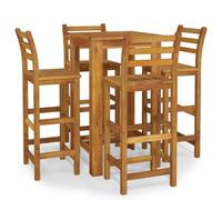 (60 cm table length 5 piece, bar chairs with backrest) vidaXL Solid Wood Acacia Garden Dining Set 120/60 cm 3/5/7 Piece Multi Models