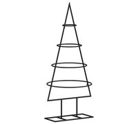 vidaXL Black Metal Christmas Tree Stand - DIY Outdoor/Indoor Xmas Decoration, Sturdy Steel Frame, Space-Efficient, 60cm