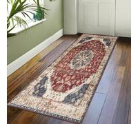 (60 cm x 220 cm (2ft x 7ft 7")- Runner Rug Carpet)., WHISPER/CREAM RED- CASHMERE RUG) Large Traditional Rugs Living Room Carpet Door Mat