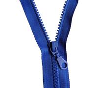 60 cm Zipper, Open Ended Separating Plastic Chunky Zip, Size No #5 Auto Lock Sliders, Plastic Moulded Teeth (Blue Royal)