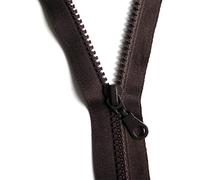 60 cm Zipper, Open Ended Separating Plastic Chunky Zip, Size No #5 Auto Lock Sliders, Plastic Moulded Teeth (Brown)