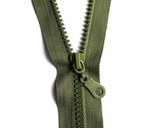 60 cm Zipper, Open Ended Separating Plastic Chunky Zip, Size No #5 Auto Lock Sliders, Plastic Moulded Teeth (Green Olive)