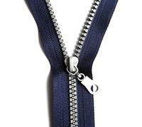 60 cm Zipper, Open Ended Separating Plastic Chunky Zip, Size No #5 Auto Lock Sliders, Plastic Moulded Teeth (Blue Navy)