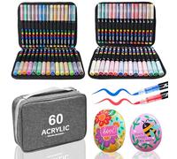 60 Colors Acrylic Paint Pens, Accrylic Paint Brush Markers Set, Paint Pens & Paint Markers for Wood, Canvas, Rock Painting, Stone Surfaces,DIY Crafts Making