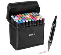 60 Colors Dual Tips Markers Set, Colouring Pens Graphic Marker Pens Permanent Art Markers Set with Carrying Bag, Twin Markers for Adults Kids Artists Drawing, Designing,Sketching