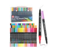 60 Colours Felt Tip Pen Set with Double Tip, Mandala Pens (Brush & Fine Tip) for Adults and Children, Dual Brush Pen Set for Colouring Books, Bullet Journal, Sketches, Hand Lettering & Calligraphy