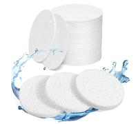 60-Count Compressed Face Sponges for Cleansing, Reusable White Natural Cellulose Travel Essentials Facial Sponge, Women Washing Face Pads for Make Up Remover, Exfoliating, Spa, Skin Care