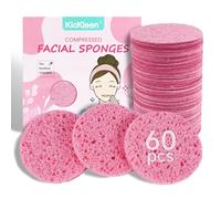 60-Count Compressed Facial Sponges|Kickleen 100% Natural Cellulose Cosmetic Spa Sponges for Daily Facial Cleansing|Makeup and Mask Removal | Exfoliating | Skin Massage | Pore Exfoliation (Pink)