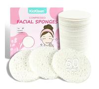 60-Count Compressed Facial Sponges|Kickleen 100% Natural Cellulose Cosmetic Spa Sponges for Daily Facial Cleansing|Makeup And Mask Removal | Exfoliating | Skin Massage | Pore Exfoliation (White)