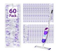 60 Count Disposable Power Mop Refills for Swiffer Power Mop, Extra Absorbent, Traps Dust & Hair, Fits All Swiffer PowerMop Models, PowerMop Wet Pads Rifill for Floor Cleaning