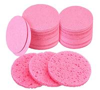 60 Count Facial Sponges Compressed Face Sponge Natural Cleaning Sponge for Facial Cleansing, Exfoliating Mask, Makeup Removal (2.2 Inch, Pink)