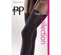 60 Denier Fashion Suspender Tights - Black Pretty Polly Black One Size