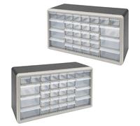 (60 Drawer Cabinet Set (2 x 30 Unit)) KCT Multi Drawer Compartment Plastic Storage Organiser Wall Mountable Storage Boxes