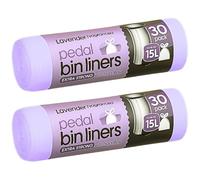 60 Extra Strong Scented Bin Liners 15L | Fragranced Pedal Bin Bags Lavender bags 2 Rolls of 30