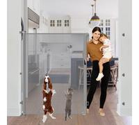 60" Extra Tall Cat Gate for Doorway - No Jumping Over, 55" Wide Retractable Baby Gates Tall Retractable Dog Gate Outdoor Baby Gates for Decks, Indoor 5ft Extra Tall Baby Gate for Stairs/Doorways, Gray