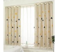 60" Farmhouse Dining Room Curtains Solid Yellow Triangle Pattern Blackout 2 Panel Set Linen Grommet Sheer Drapes 30x60 inch for Elegant Home Decor