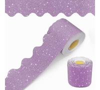 60 Feet Bulletin Board Borders, Glitter Scalloped Border Trim Holiday Decoration for School, Bulletin Board Border Decorative,Classroom Poster Office Party Wall Locker Decor (Light Purple)