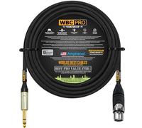 60 Foot - WBC-PRO-Quad Ultra-Silent Ultra-Flexible Balanced Star-Quad XLR to TRS Cable with Amphenol AXX3F Female XLR & QS3P-AU Straight TRS Stereo Phone Plugs - Black Tweed Jacket