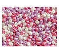 60 g Small Beads SuperDuo Seed Beads 2.5 x 5 mm 2 Holes Czech Glass Alabaster Pastel White Pink Purple