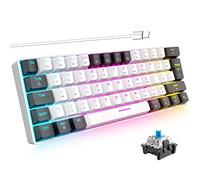 60% Gaming Mechanical Keyboard,RGB Backlit,61keys TKL Compact UK Layout,Mini Wired Keyboard,Blue Switch,Lightweight Portable,Anti-Ghosting for Mac PC Laptop PS4 XBox Gamer (White & Black)