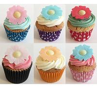 60 Gorgeous Edible 3d Wafer Poppies: 12 White, 12 Pink, 12 Red, 12 Yellow and 12 Blue