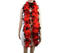 60 Gram, 2 Yards Long Chandelle Feather Boa 16 Colors, Great for Party, Wedding, Halloween Costume, Christmas Tree, Decoration (Red w/Black Tips Color)