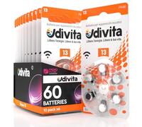 60 Hearing Aid Batteries Size 13 Udivita Phono Pulse Technology - 10 Blisters of 6 Batteries