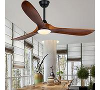 60 Inch Dc Ceiling Light with Fan, Industrial Vintage Wooden Decorative Ventilator, Noiseless Motor Blade Suit for Living Room, Dining Room, Bedroom, Outdoor