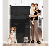 60 Inch Extra Tall Cat Gate for Stairs Retractable Gate with Cat Door - No Jumping Over, 55" Wide Retractable Pet Gate Indoor/Outdoor Mesh Child Gate 5 Feet Extra Tall Retractable Baby Gates, Black