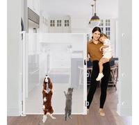 60 Inch Extra Tall Pet Gate Tall Retractable Baby Gate - No Jumping Over, Extends to 55" Wide Retractable Gate Outdoor Tall Dog Gate Indoor Cat Barrier, 5ft Tall Baby Gates for Doorways, Stairs, White