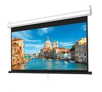 60 Inch Manual Projector Screen with Auto Lock, 8K / 4K Ultra HD 4:3 Wall Mounted Ceiling Pull Down Movie Screen for Indoor Outdoor Backyard Party