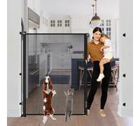 60 Inch Tall Retractable Baby Gates Tall Cat Gate for Stairs, 55" Wide Mesh Baby Gate Retractable Pet Gate for Cats, Outdoor Retractable Gate Indoor Tall Dog Gates for Doorways, No Jumping Over, Black