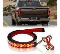 60 Inch Truck Tailgate Strip Light LED Bar, Automotive Under Tailgate LED Light Bar, Truck Dynamic Taillight, Four Function Red Brake Running, Amber Turn Signal Double Flash (Straight Cable,71")