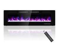 60 inch Ultra Thin Electric Fireplace, Freestanding, Recessed or Wall Mounted, 1500W Energy Efficient Heater with Realistic 3D Crystal Flame Effect, Remote Control & Touch Panel, 750W/1500W, UKCA/CE