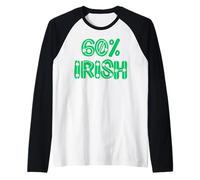 60% Irish Sixty 60% Percent Ireland Men Women & Kids Raglan Baseball Tee