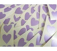 60 Labels, 28x28mm Hearts, Purple, Lilac, Colour Code Stickers, Self-Adhesive Sticky Coloured Hearts