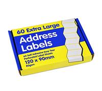 60 Large White Sticky Address Labels | Sticky Postage Labels | Ideal for Printer | Food | Freezer | Jars | Stickers for Storage Boxes | Personalised Stickers | Self Adhesive | 120 x 90mm