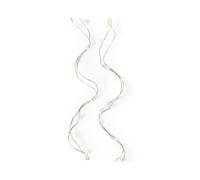 60 LED Lit Warm White Silver Micro String Light Battery Powered Timer Function