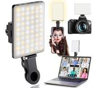 60 Pack Portable LED Selfie Lights for Video Conference with Clip and Camera Tripod Adapter, Rechargeable 2200mAh CRI 97+, 3 Light Modes for Mobile Phone, iPhone, Webcam, Laptop, Photo