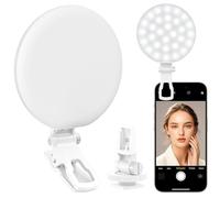 60 LED Ring Light, Rechargeable Selfie Light with Front & Back Clip, 2500-6500K Portable Phone Light, Adjustable 3 Light Modes for iPhone, iPad, Tablet, Laptop, CRI97+, 90 Grams (white)