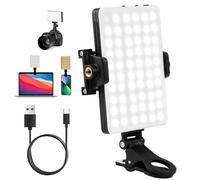 60 LED Selfie Light Rechargeable 2000mAh Phone Light Portable Clip on Phone/Laptop/Camera Light 3 Lighting Modes CRI 97+ for iPhone Camera Laptop TikTok Vlog Video Conference Make-up