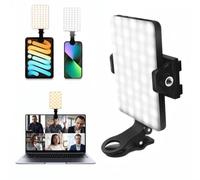 60 LED Selfie Light with Clip, 2000mAh Rechargable Phone Fill Light with 3 Lighting Modes & CRI 97+, Portable Clip on Light for iPhone Mobile Phones Camera Laptop Photo Make-up Selfie Video Conference