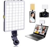 60 LEDs Selfie Light, 3 Lighting Modes, Rechargeable Clip on Phone/Laptop/Camera Light & CRI 97+ for Laptop/Phone, iPhone Camera, Video Conference, Youtube, TikTok, Makeup Vlog (Black)