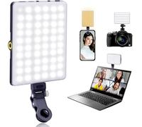 60 LEDs Selfie Light, 3 Lighting Modes, Rechargeable Clip on Phone/Laptop/Camera Light & CRI 97+ for Laptop/Phone, iPhone Camera, Video Conference, Youtube, TikTok, Makeup Vlog (Black)