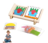 60-Level Geometric House Puzzle, Wooden Stacking & Logic Game For Kids, Educational Wood Toys with Base, Brain Teaser For Sp