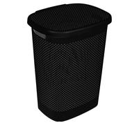 60 Litre Large Capacity Plastic Laundry Hampers Baskets Bins with Lids and Holes to Prevent Mould (Black)